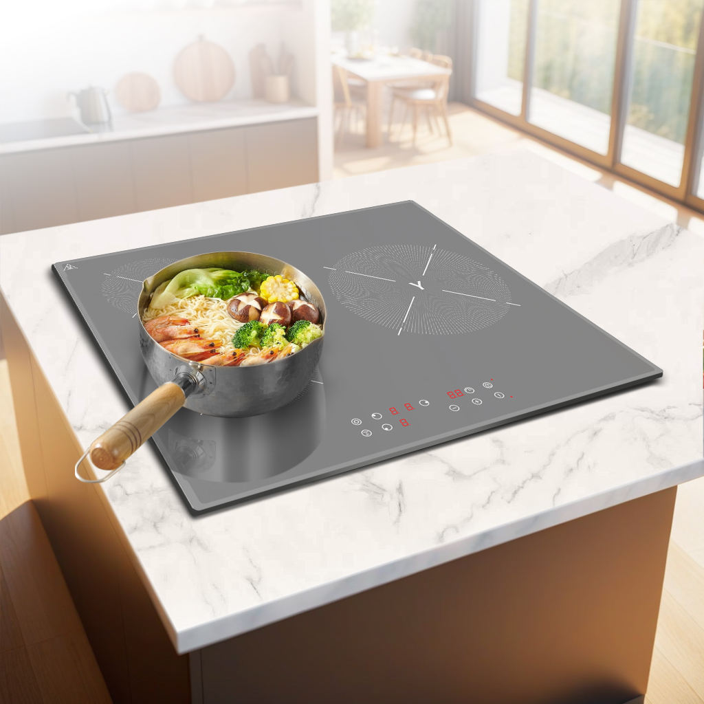 Grey Color 3 Burner Built-In Electric Induction Cooktop with Touch Control 7000W Power Household Use 1 Year Warranty