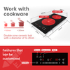 3000W Electric Built-In Induction Cooktop Dual Burner 9 Stage Setting Touch Keys Digital Display Plastic Hobs for Household Use