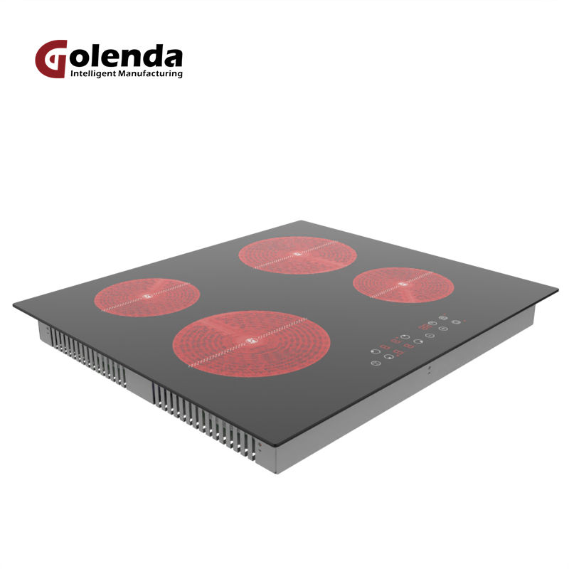 High Grade Glass Hot Plate Ceramic Infrared 4 Burner Built-in Electric Cooktop 4 Zones 6000W 1 Year Warranty for Household RV