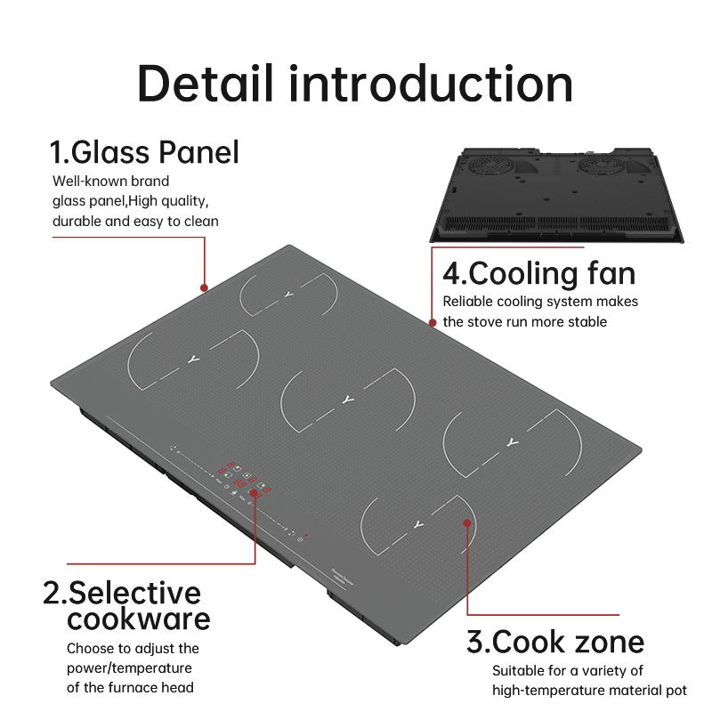 New Style High Power Built-In Household 5 Burner Smooth Ceramic Electric Cooktop Without Gas for Cooking