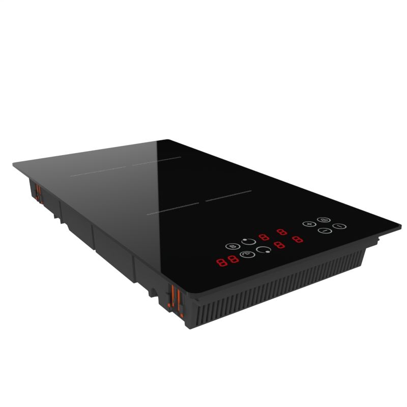 3000W Built-In Household Electric Induction Cooker Turbo Fan Cooling 2 Burners Touch Control Toughened Glass Panel Enhanced