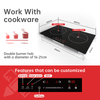 Energy Efficient Built-In Electric Induction Cooktop 3500W Stainless Steel Case 2 Heating Zones Commercial Use OEM