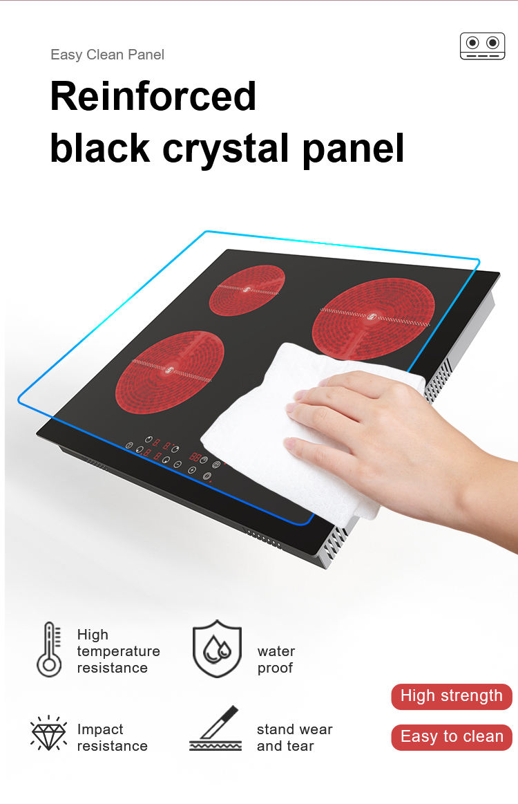 Factory Price 6500W 4 Burner Electric Induction Cooker with Toughened Glass Panel Household Use Plastic Housing