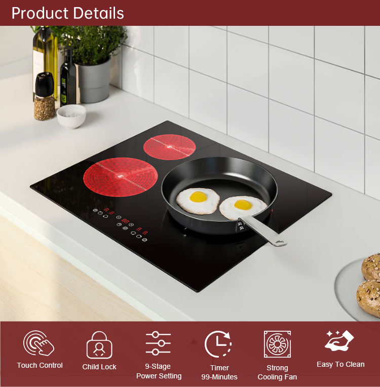 Kitchen Household 3 Burners 220v Induction Ceramic Cooker 4800W Vitro Ceramic Cooktop Built-in Infrared Hob