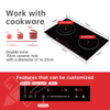 Electric Double Tempered Glass Ceramic Cooktop 4400W 220V Built-in with 2 Burners Residual Heat Indicator Timer Household Use