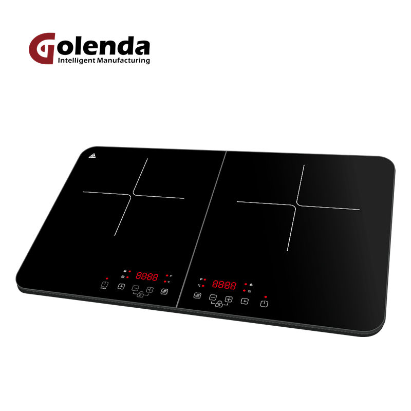 Stainless Steel Double Burner Portable Induction Cooker Electric Touch Keys 3500W Total Power Toughened Glass Panel Household