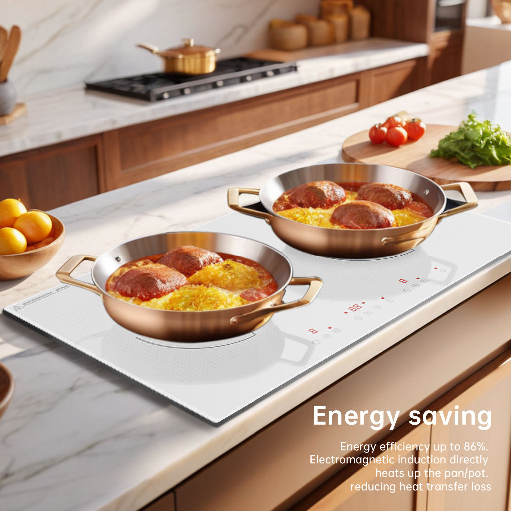 Kitchen Safety Child Lock Electric Stove Touch Control Single Burner Invisible White Induction Cooker 2000W Household RV Outdoor