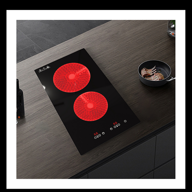 Touch Control Built-In Induction Cooker Digital Display Electric Cooktop 2 Burner 3000W Ceramic Hobs Household Use
