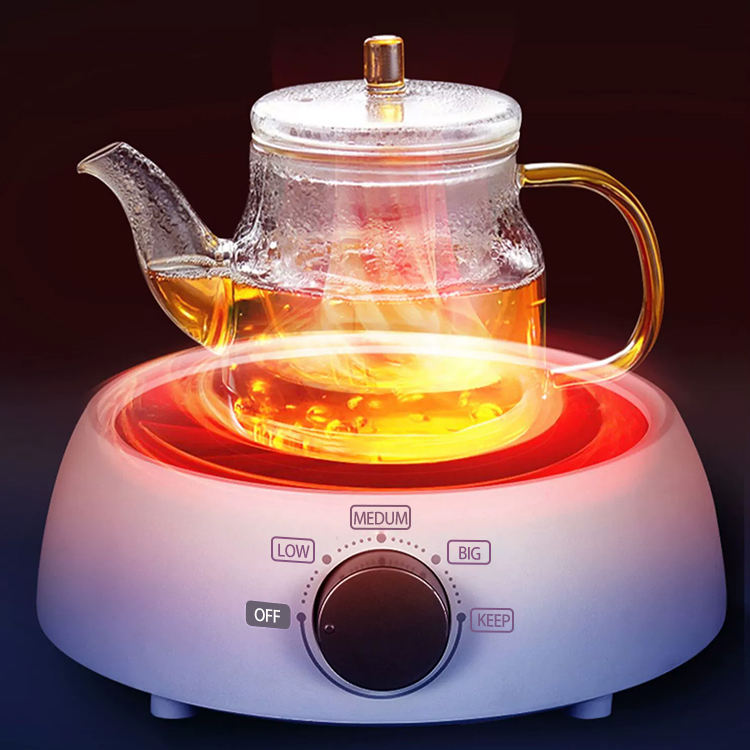 800W Household Portable Electric Single Hot Plate Cooker Coil Heating Element Touch Control Automatic Shut-Off for Outdoor Use