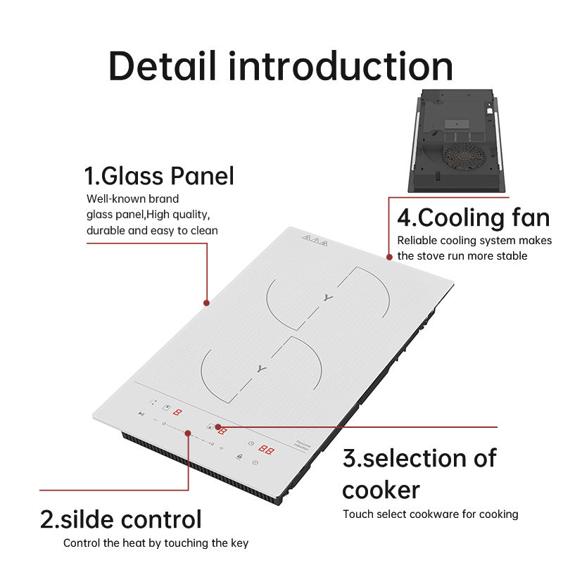 Portable 2 Burner Induction Cooker RV Ready 3500W Touch Control Built-In Household Use