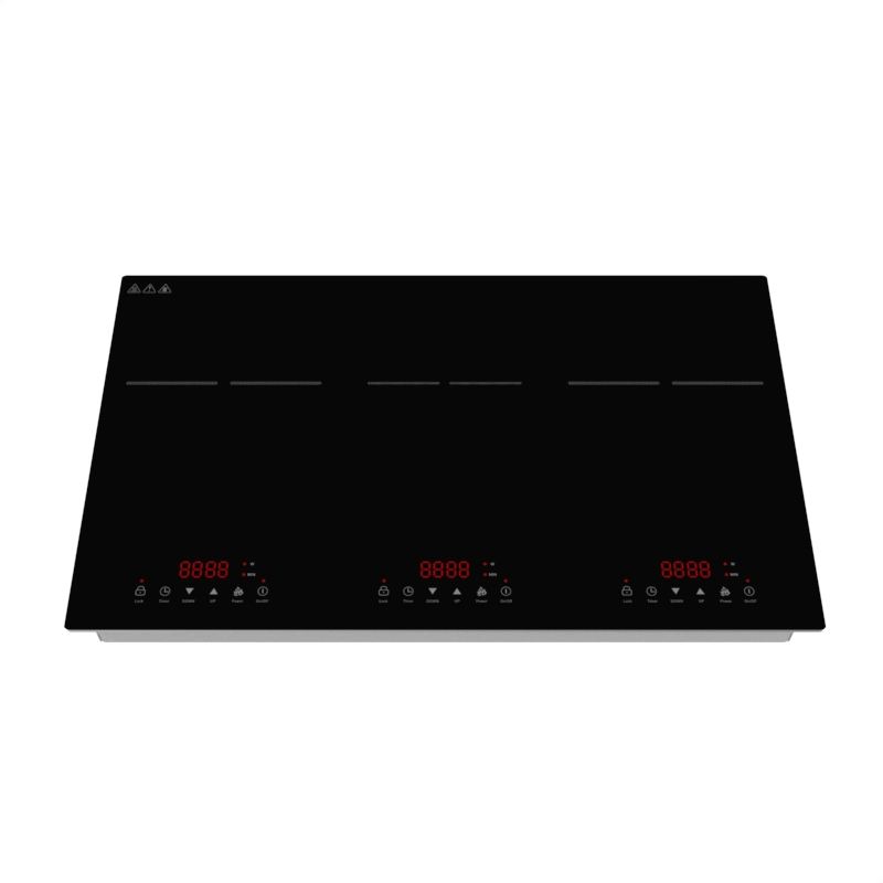 Golenda Triple Burner Induction Cooktop Digit Segment Display Built-In Ceramic/Glass Surface Electric Cooker 7000W Power 1 Year