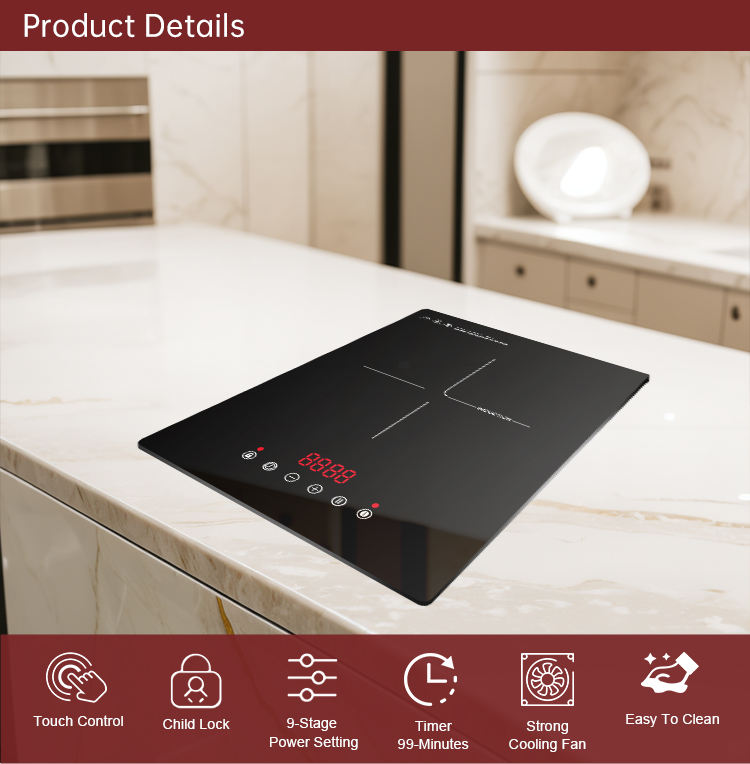 Efficiency Energy Savings 220V Induction Cooker 2000W Single Burner Induction Cooktop With Child Lock