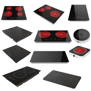 Induction Cooktop 220V 4 Zones 4 Burners 7200W Touch Control Built-In Stainless Steel Surface Fast Heating App-Controlled 1-Year