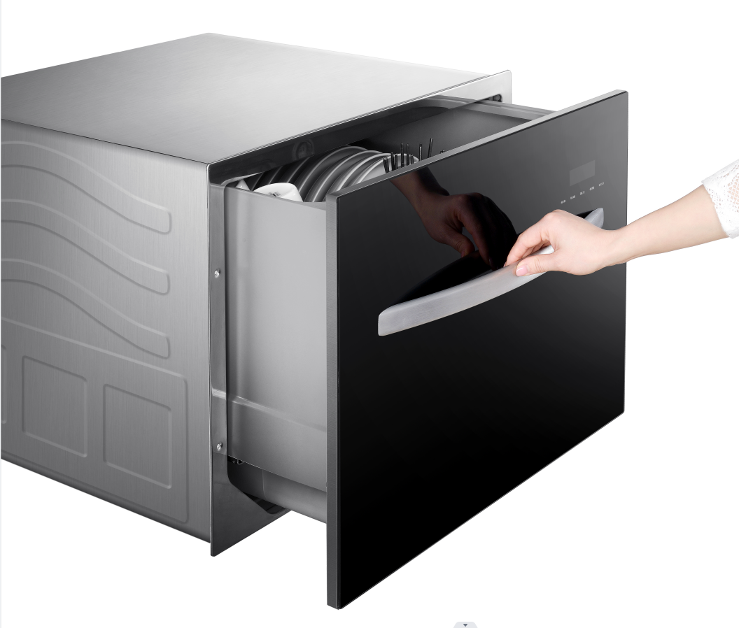 Stainless Steel Electric Drawer Dishwasher, 8-place Settings Simultaneous Cleaning, Hot Air Drying Ventilation, for Hotel Use