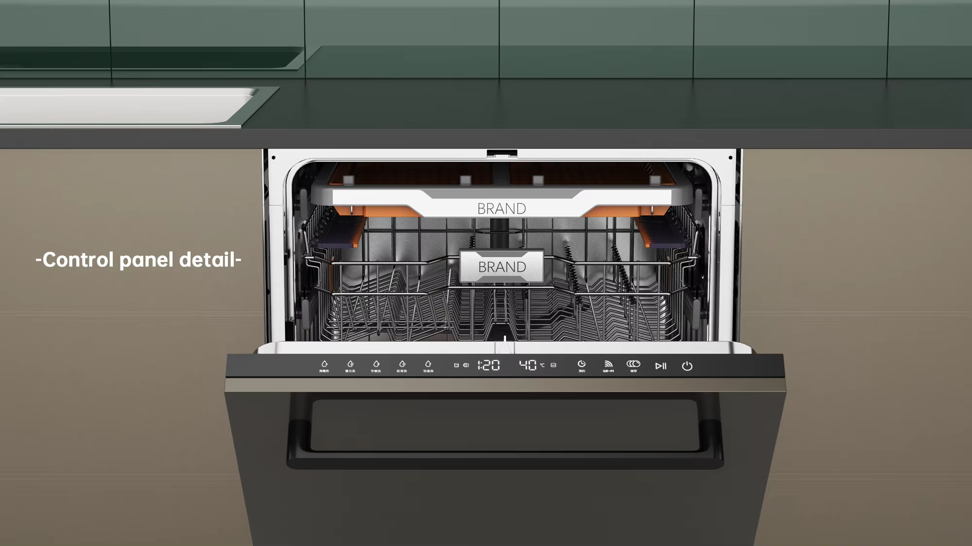 Automatic LED Control Built-in Dishwasher Stainless Steel Household and Hotel Lavastoviglie Machine